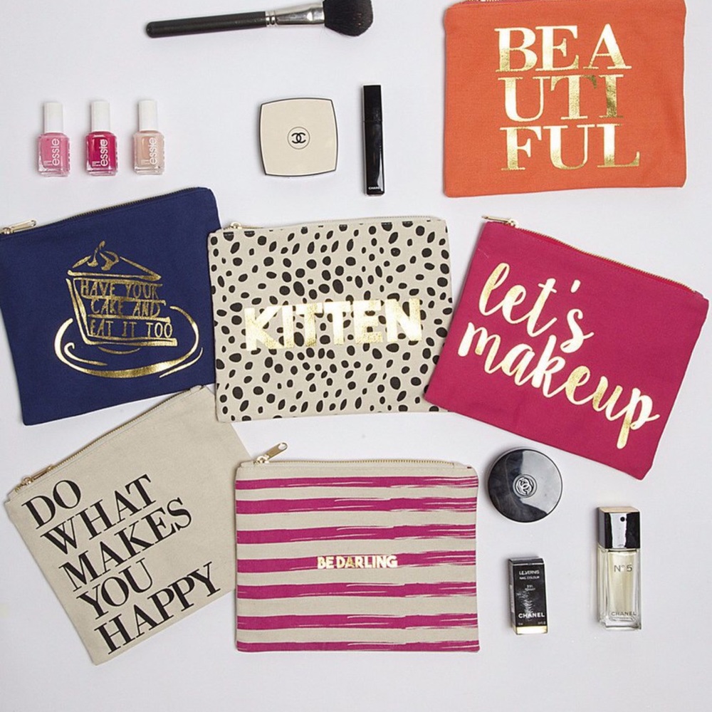 Oak Lane Let’s Makeup Canvas Kitten Pouch